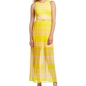 French Connection London Rock Yellow Pleated Maxi Dress – Size 8